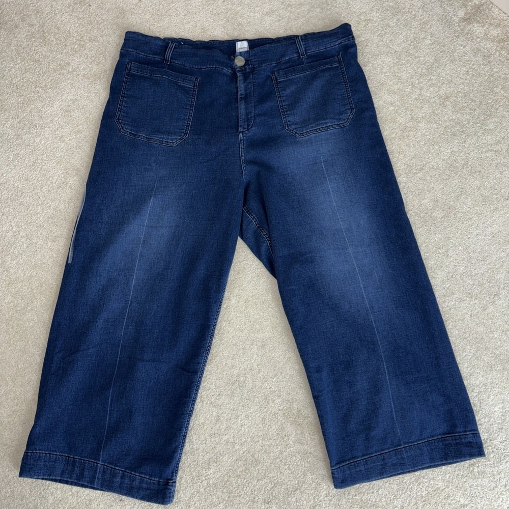 Maeve Anthropologie Jeans Women 26W The Colette Denim High-Rise Wide-Leg Raw-Hem
